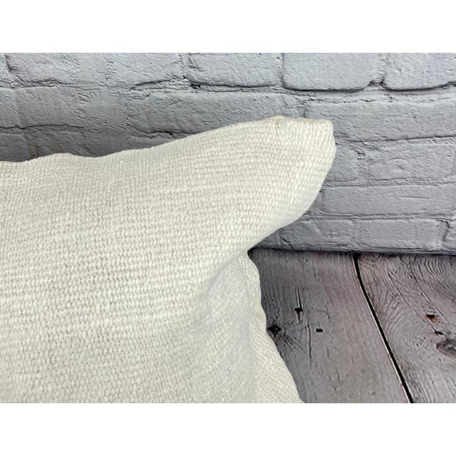 Turkish 16 x 24 Hemp Pillow Turkish Cushion Natural White Pillow Cushion Cover For Sale - Image 3 of 4