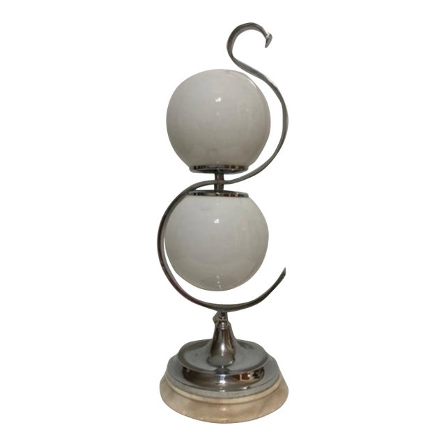 Italian Chrome and Opaline Glass Table Lamp, 1960 For Sale