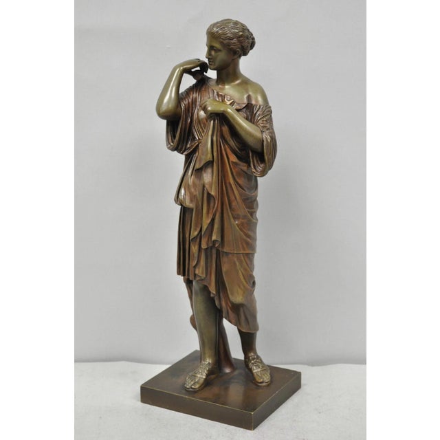 Neoclassical Antique 19th C. Ferdinand Barbedienne Bronze Diana Gabies Statue Sculpture For Sale - Image 3 of 17