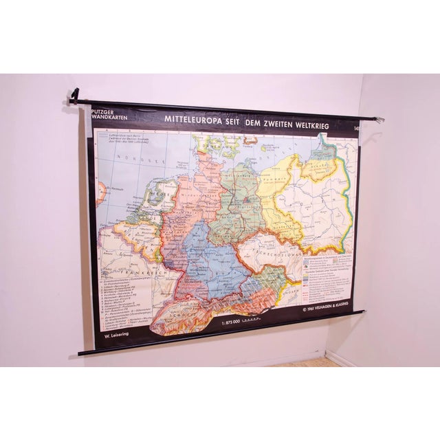 Vintage German School Map of Central Europe, 1961 For Sale - Image 3 of 16