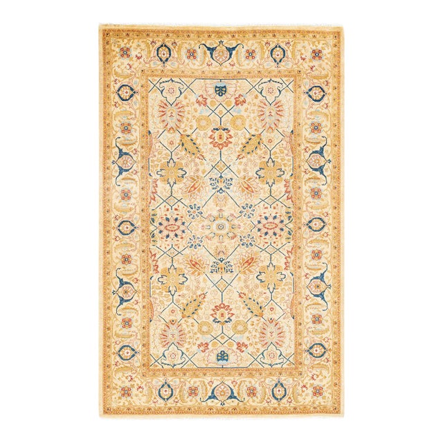 Mogul, One-of-a-Kind Hand-Knotted Area Rug in Ivory, 4' 8" x 7' 4" For Sale