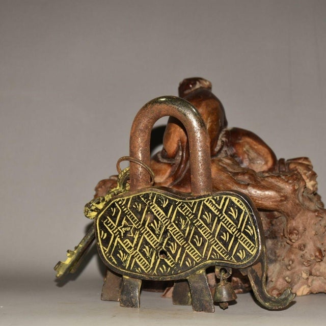 Late 20th Century Vintage Nepalese Brass Elephant Padlock / Sculpture For Sale - Image 5 of 9