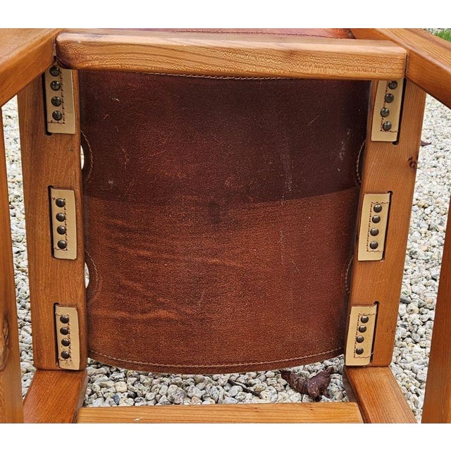 Wood Set of Chairs in Elm and Cream Leather from Maison Regain For Sale - Image 7 of 16