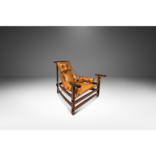 'Jangada' Lounge Chairs With Matching Ottoman in Jacaranda & Leather Attributed to Jean Gillon for Wood Art, Brazil, C. 1960s - 3 Pieces For Sale In Orlando - Image 6 of 12