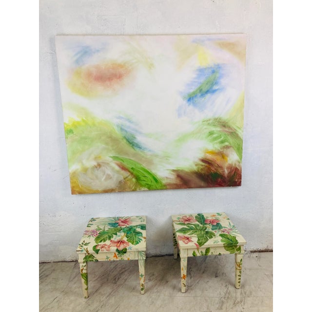 Alabaster Palm Beach Style Hand Painted Side Tables, a Pair For Sale - Image 8 of 10