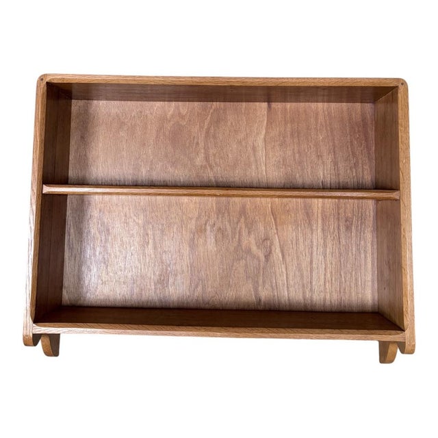 Vintage Wall Shelf Curved Open Display Unit in Tiger Oak and Beech, 1970s For Sale - Image 6 of 10