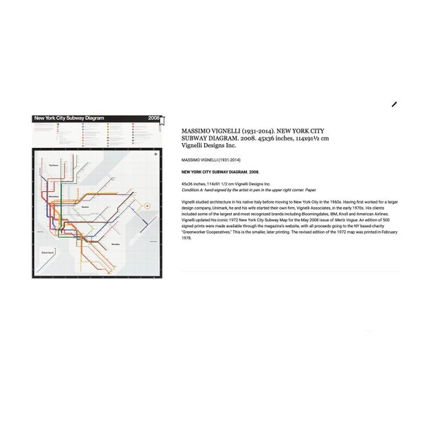 Massimo Vignelli 1972 New City Subway Diagram Framed For Sale