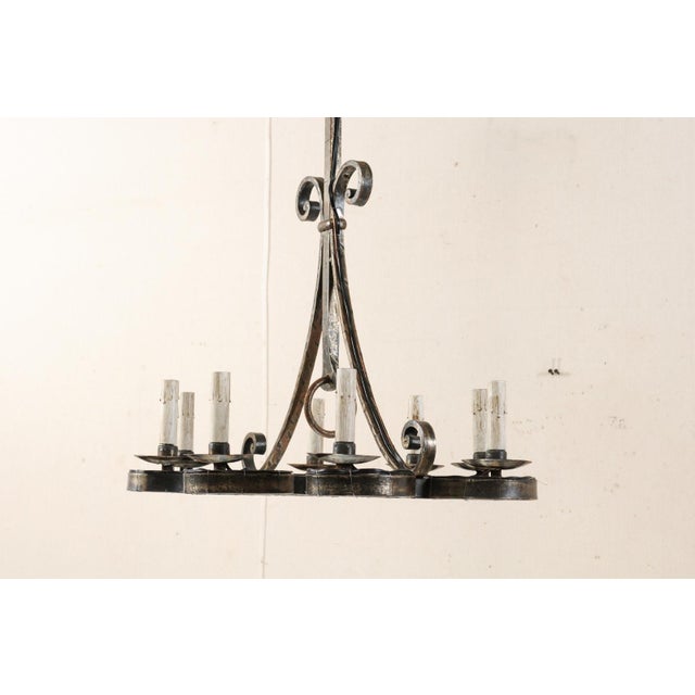 Vintage French Iron 8-Light Chandelier For Sale - Image 9 of 12