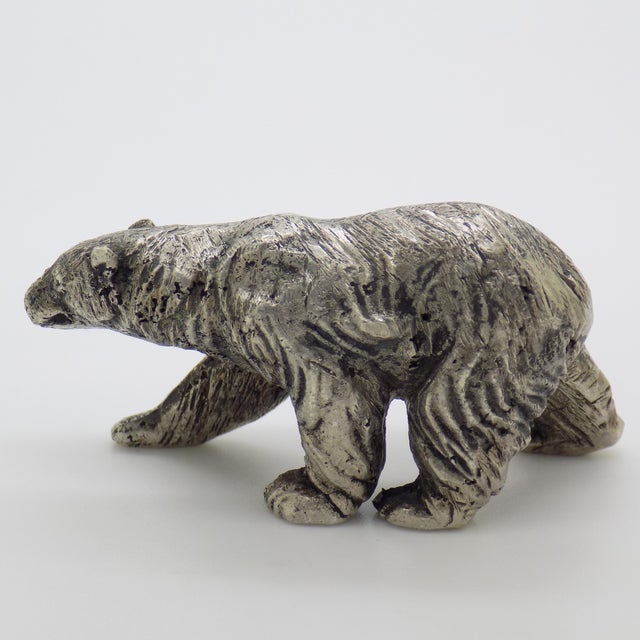 Vintage Italian Handmade Genuine Silver Large Polar Bear Figurine Rare Sculpture For Sale - Image 6 of 10