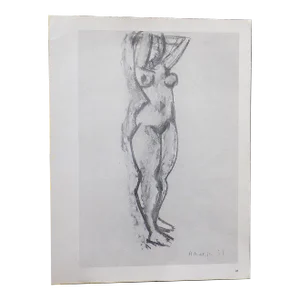 Vintage Mid 20th Century Modern Signed Henri Matisse Female Nude Lithograph