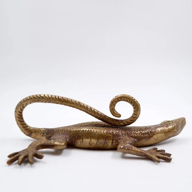 Komodo Lizard Brass Handle For Sale - Image 13 of 16