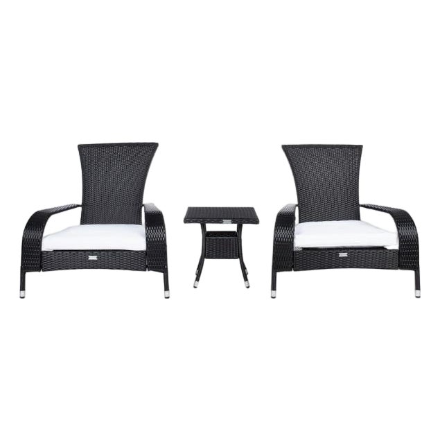 Edna 3-Piece Lounge Set, Black/White Cushion For Sale