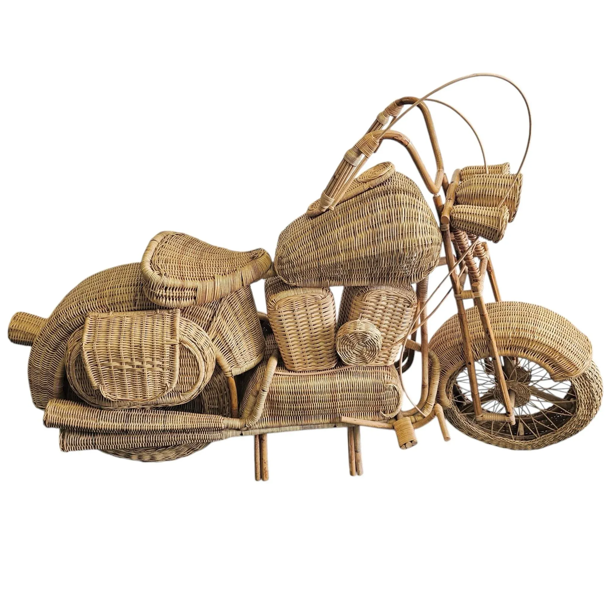 ヴィンテージ　Harley-Davidson木製ラック Vintage Wicker / Rattan Harley Davidson Motorcyle Life Size Statue