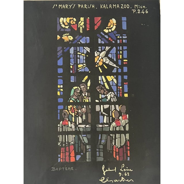 1962 Original Signed Rendering of Stained Glass Window St Mary's Parish Kalamazoo Mich For Sale In Los Angeles - Image 6 of 7