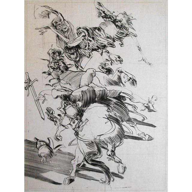 Claude Weisbuch, French (1927-2014) la mort et le cavalier Original handsigned drypoint, on Moulin du Gué paper Edition:...