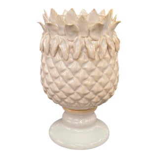 Vintage Italian Ceramic Pineapple Pedestal Vase For Sale