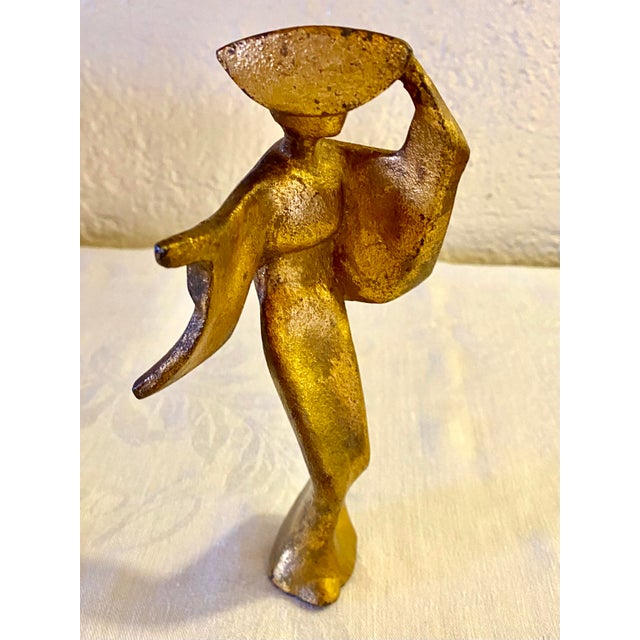 Set of 3 vintage cast iron figures with gilt finish, of Japanese women dancers inspired by the Awa Odori Festival in...