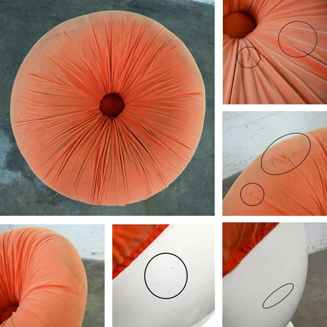 Space Age Mod Style Orange & White Fiberglass Ball Chair Style of Girasole Chair by Luciano Frigerio For Sale - Image 12 of 13