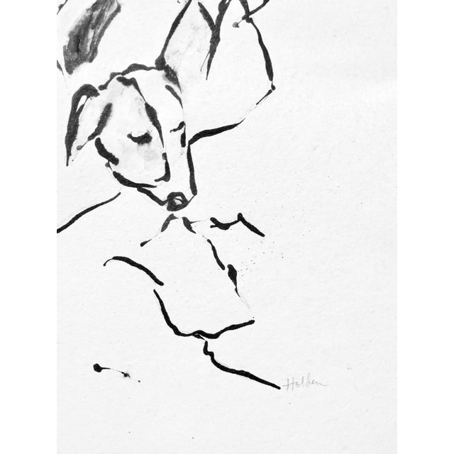 Be the one to own it. Happy, lively, contemporary ink on paper drawing of a sleeping dog. Artist Martha Holden trained at...