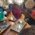 Murano Italian Red Hand Blown Convex Disk Tabletop Lamp Style of Murano For Sale - Image 4 of 11
