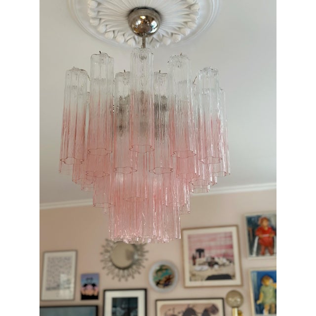 Bold Eclectic Colorful Pink Murano Chandeliers, Set of 2 For Sale - Image 5 of 10