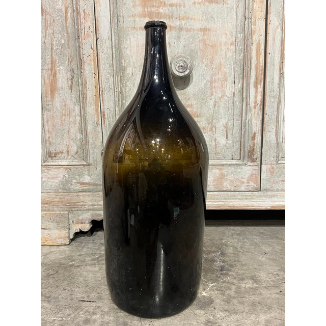 Glass Large Antique French Hand Blown and Painted Wine Bottle, Normandy, Circa 1880s For Sale - Image 7 of 9