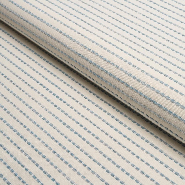 Traditional Schumacher Austen Performance Stripe Fabric In Ice For Sale - Image 3 of 4