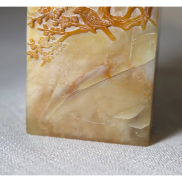 Antique Carved Chinese Shoushan Hard Stone Landscape Sculpture Statue Seal Block For Sale In New York - Image 6 of 12