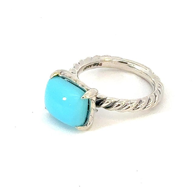 1990s David Yurman Turquoise Ring Size 7 Sterling Silver Estate, Size 7 For Sale In New York - Image 6 of 7