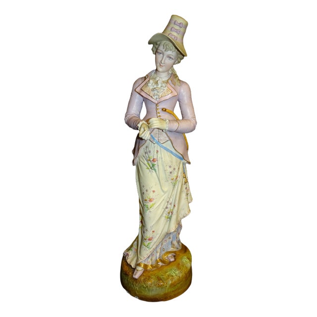 Biscuit Porcelain Figure of Lady, Sitzendorf, 1800s For Sale