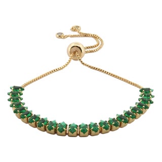 Emerald Glow Adjustable Gold Bracelet For Sale
