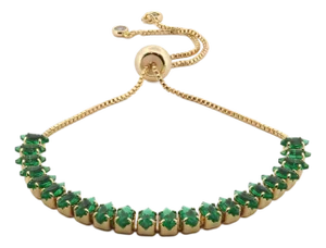 Emerald Glow Adjustable Gold Bracelet