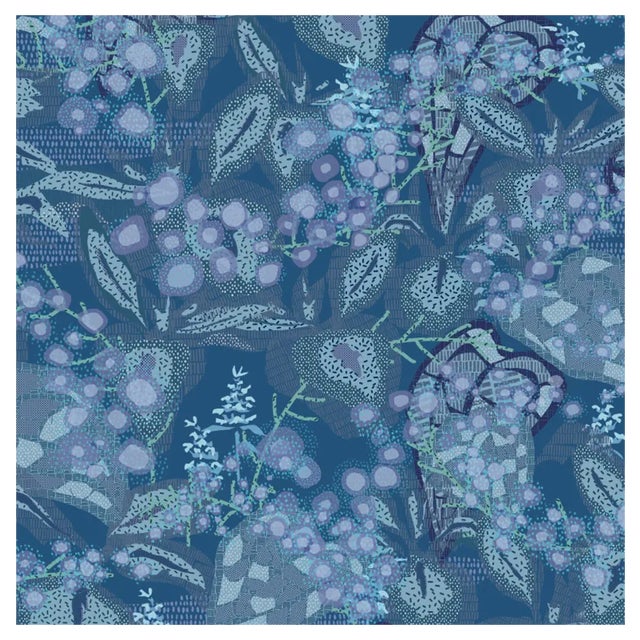 72 Kō Geishi Natsukarekusa Karuru Blue Panel by Ginette Caron and Moriyama for Midsummer-Milano For Sale