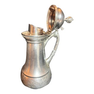 Rogers Smith & Co Quadruple Plate Silver Syrup Pitcher Floral Meriden For Sale