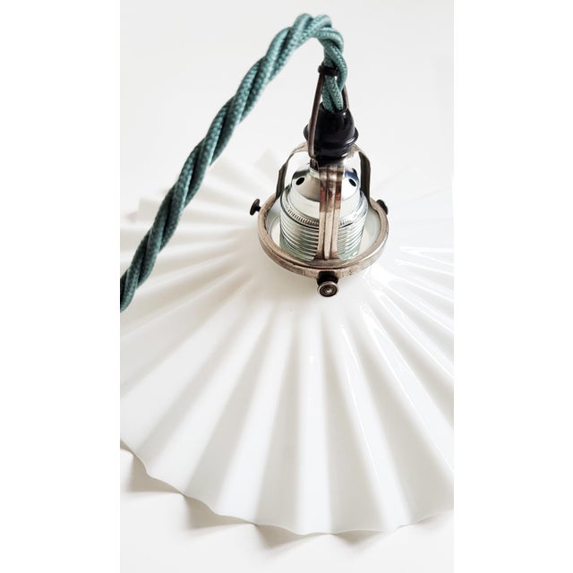 Antique Pleated Glass Pendant Lamp, 1920s For Sale - Image 10 of 14