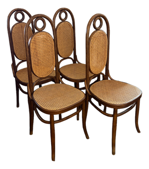 Thonet No. 17 Set of Four Bentwood Dining Chairs, Art Nouveau