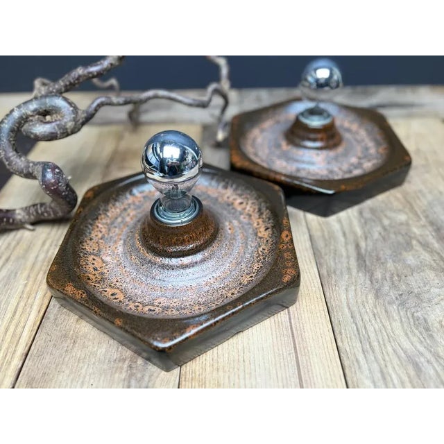 Mid-Century Modern Fat Lava Ceramic Wall Lamps from Hustadt Leuchten, 1970s, Set of 2 For Sale - Image 3 of 13