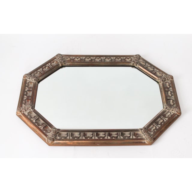 Vintage octagonal wall mirror. Marked "Fashion Plate Mirror" on the backside. Made in the USA. Can be hung horizontally....
