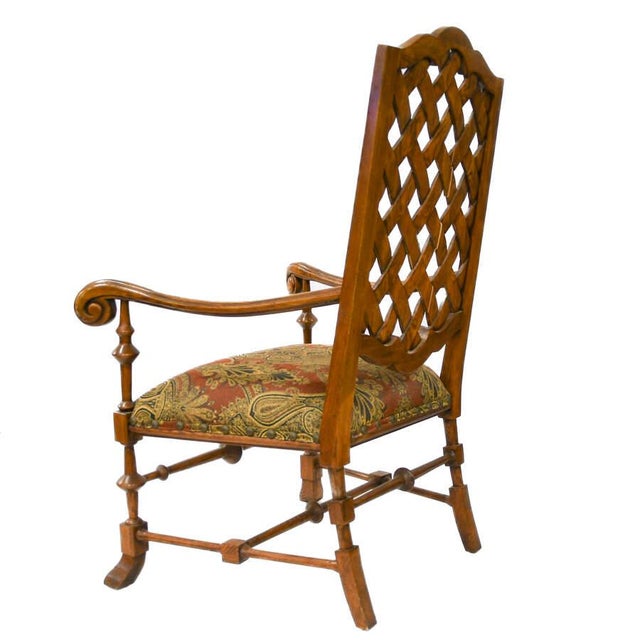 Mid 20th Century Mid 20th Century Pair Walnut Fireside High Back- Long Arm Chairs For Sale - Image 5 of 7