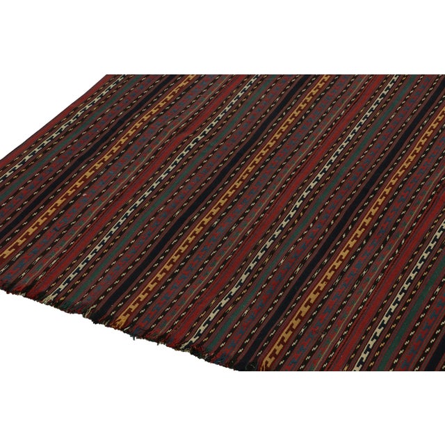 1950s Vintage Persian Jajim Tribal Kilim in Polychromatic Stripes - by Rug & Kilim For Sale - Image 5 of 8