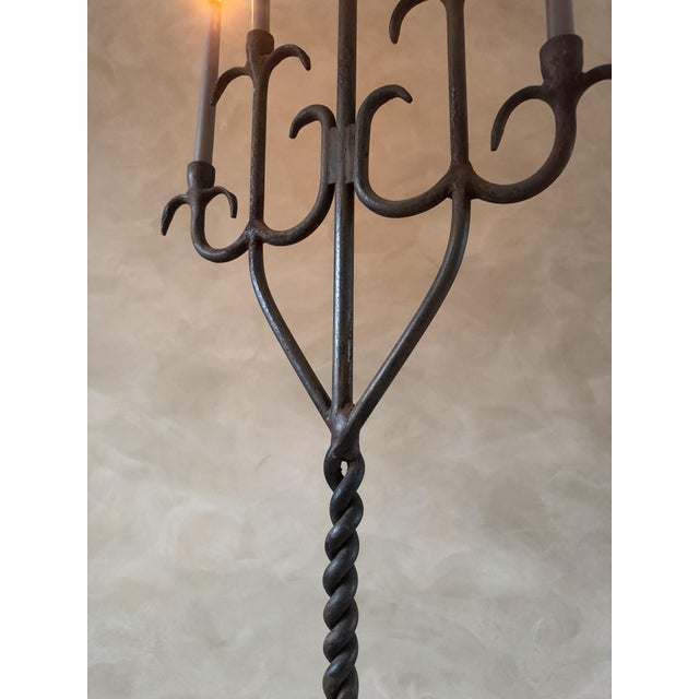 Metal 20th Century Wrought Iron Candelabra For Sale - Image 7 of 9