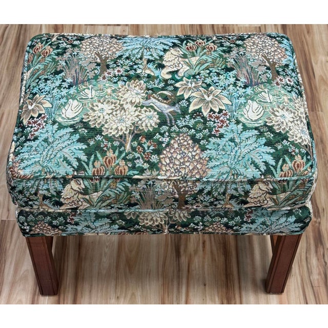 Late 20th Century Vintage Ottoman Footstool Newly Upholstered in Bamburgh Forest Whimsical Woods Tapestry Fabric For Sale - Image 5 of 10