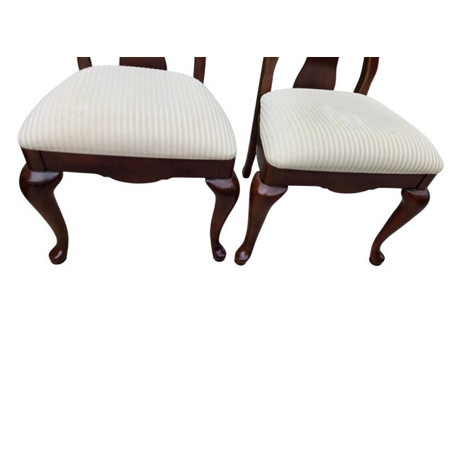 Brown 1990s Pair Thomasville Collectors Cherry Queen Ann Dining Room Side Chairs For Sale - Image 8 of 11