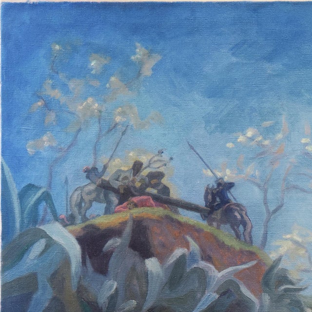 Cerulean 'Motif From Ibiza' by Harriet Fischer, 1951, Post-Impressionist Woman Artist, Paris, Madrid, Copenhagen For Sale - Image 8 of 13