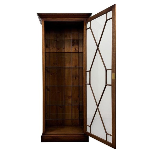 Antique English Oak Glazed Display Cabinet Vitrine, 1890s For Sale - Image 3 of 11