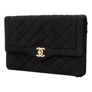Chanel Quilted Black Satin Clutch For Sale