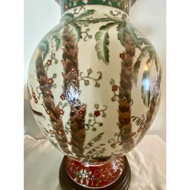 Vintage Fredrick Cooper Chinoiserie Asian Ralph Lauren Style Handpainted With Palm Trees & Fez Monkeys Table Lamp For Sale In Naples, FL - Image 6 of 9