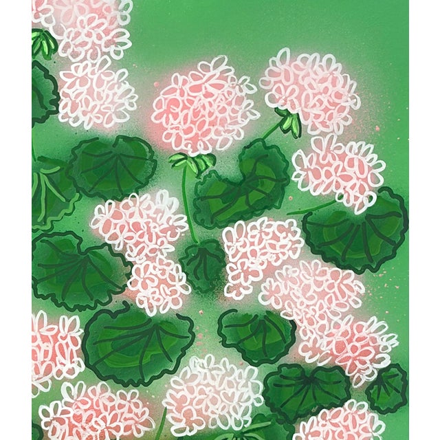 2020s Geranium Flowers No. 1 Contempoary Botanical Painting by Susan Havens For Sale - Image 5 of 5