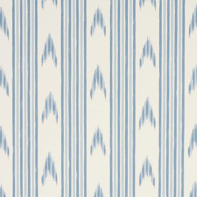 2020s Schumacher x Mark D. Sikes Santa Barbara Ikat Wallpaper in China Blue For Sale - Image 5 of 5