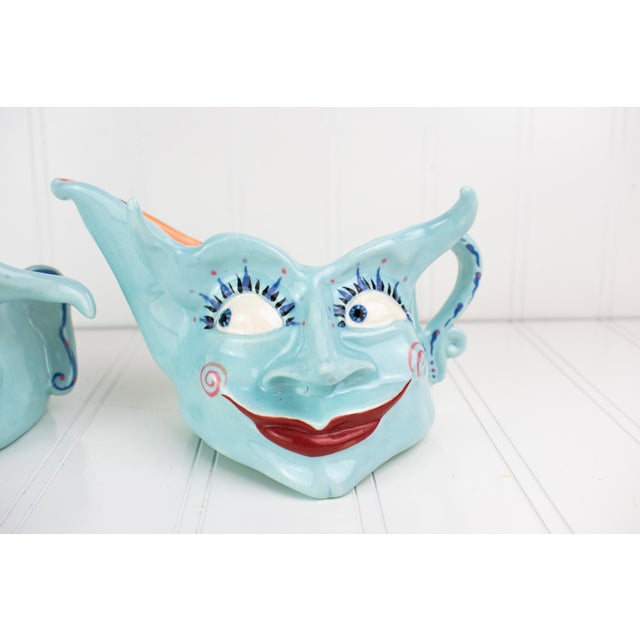 Original 1996 Signed Mark Switzer Studio Ceramics Sugar & Creamer Set For Sale - Image 4 of 17